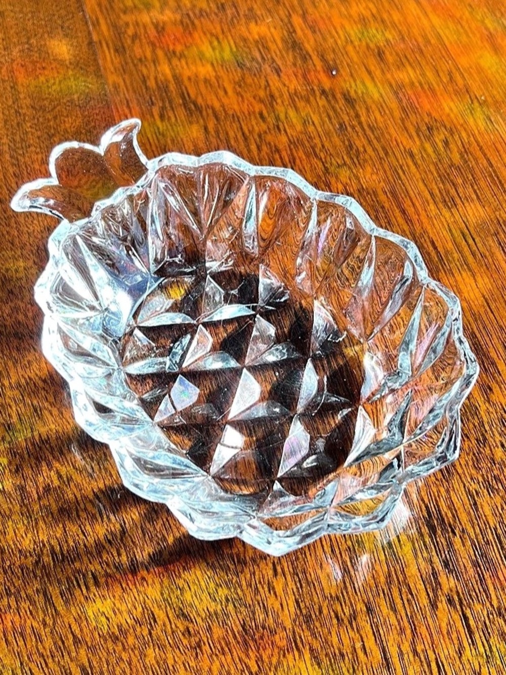 Vintage Pressed Glass Pineapple Candy Dish